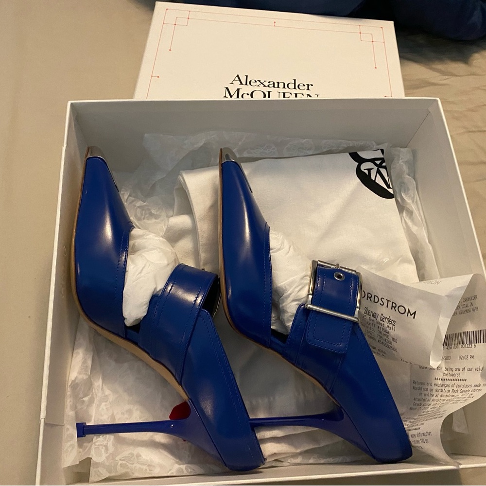 Alexander McQueen Punk Buckle Pointed Toe Mules